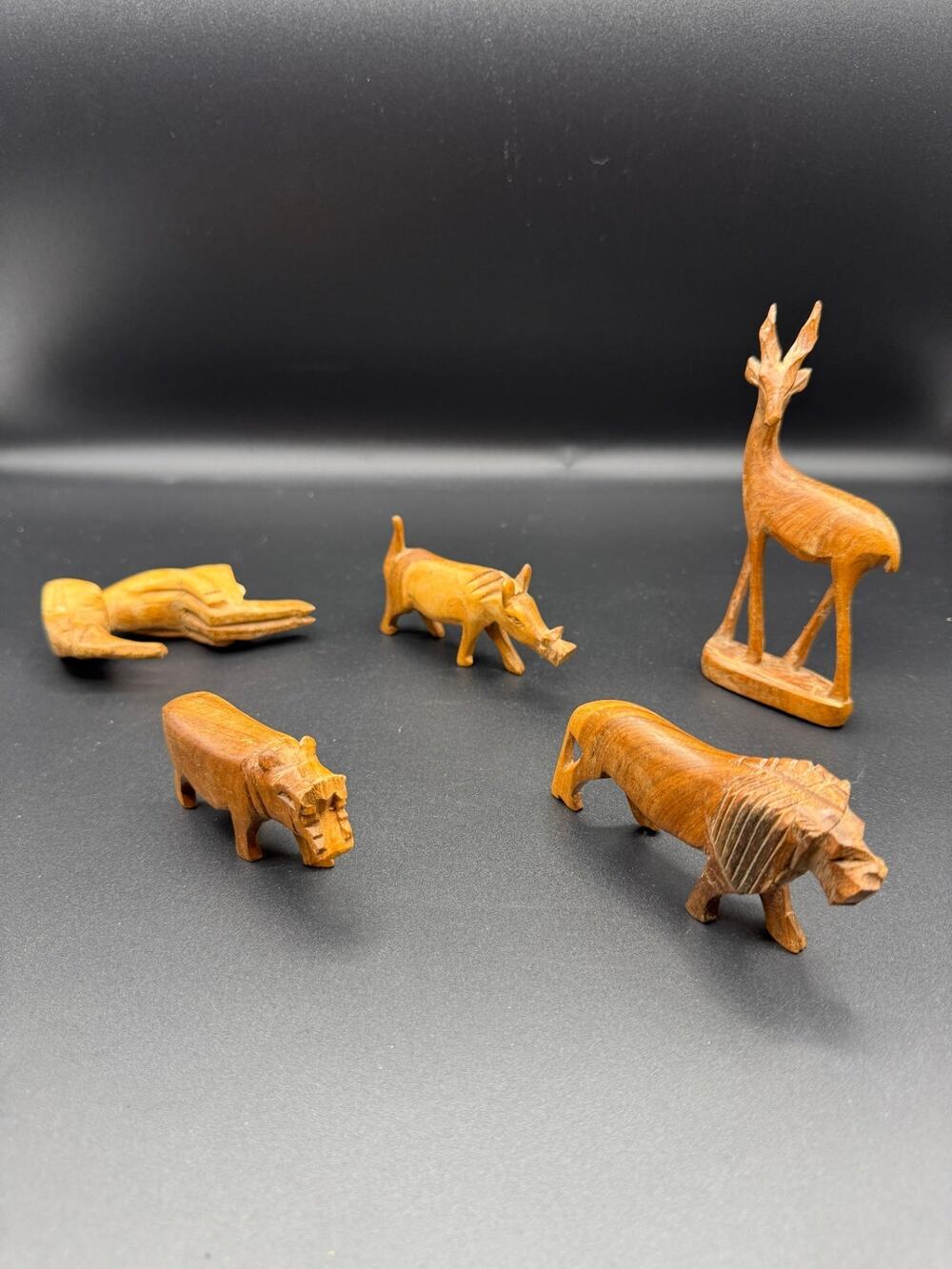 Hand-Carved Safari Animal Figurine Set